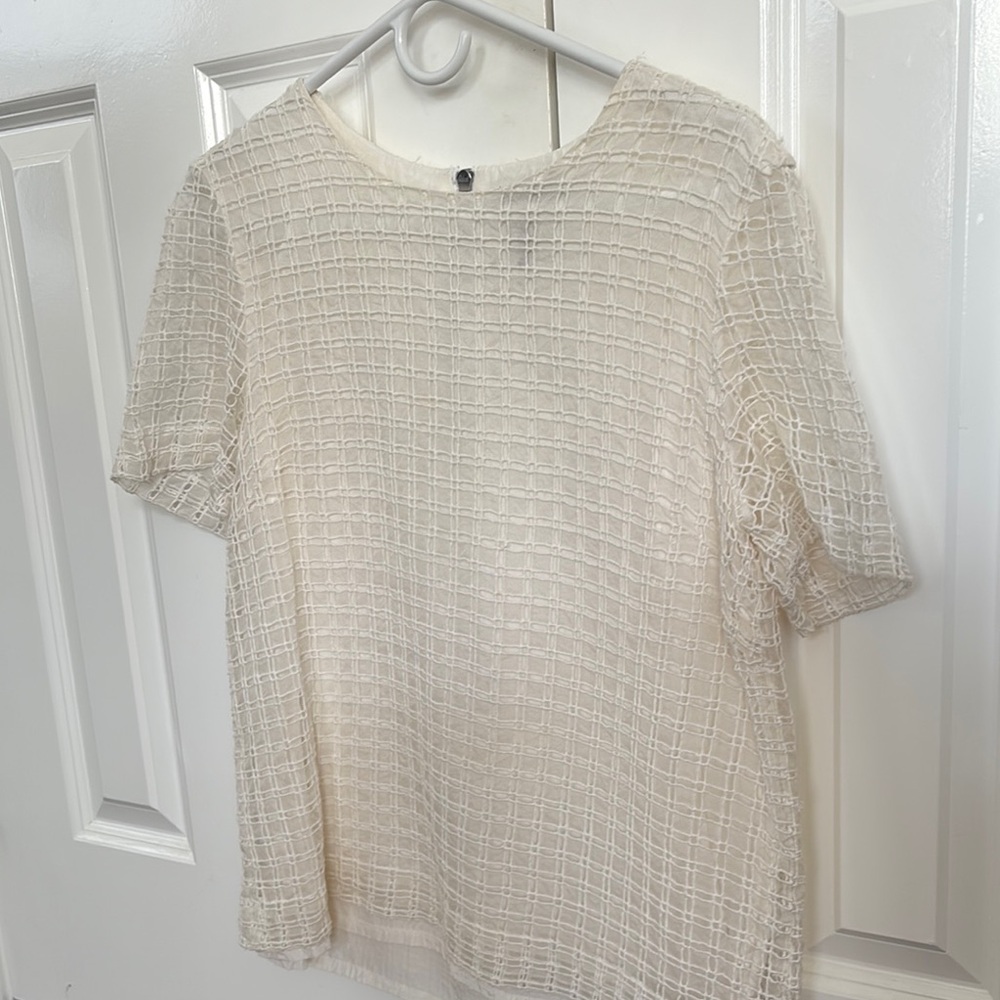 Rag & Bone Cream Textured Short Sleeve Blouse